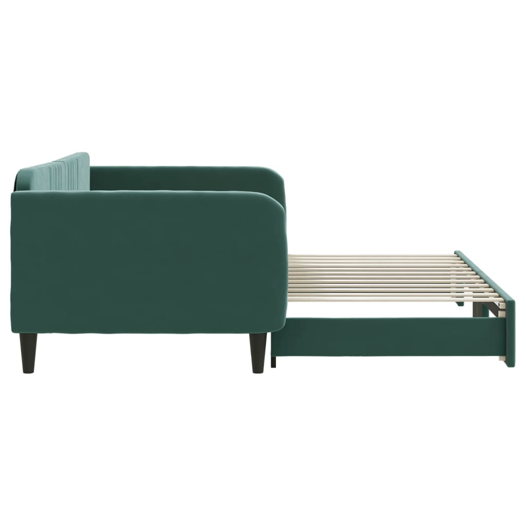 daybed med udtræk 100x200 cm velour mørkegrøn