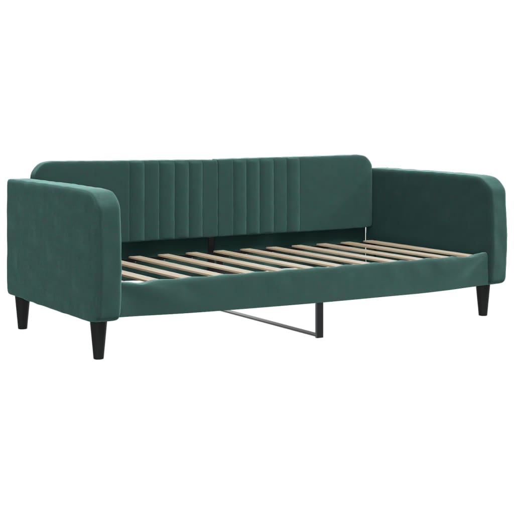 daybed med udtræk 100x200 cm velour mørkegrøn