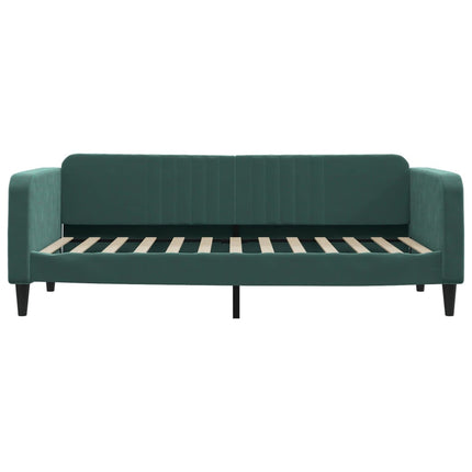daybed med udtræk 100x200 cm velour mørkegrøn