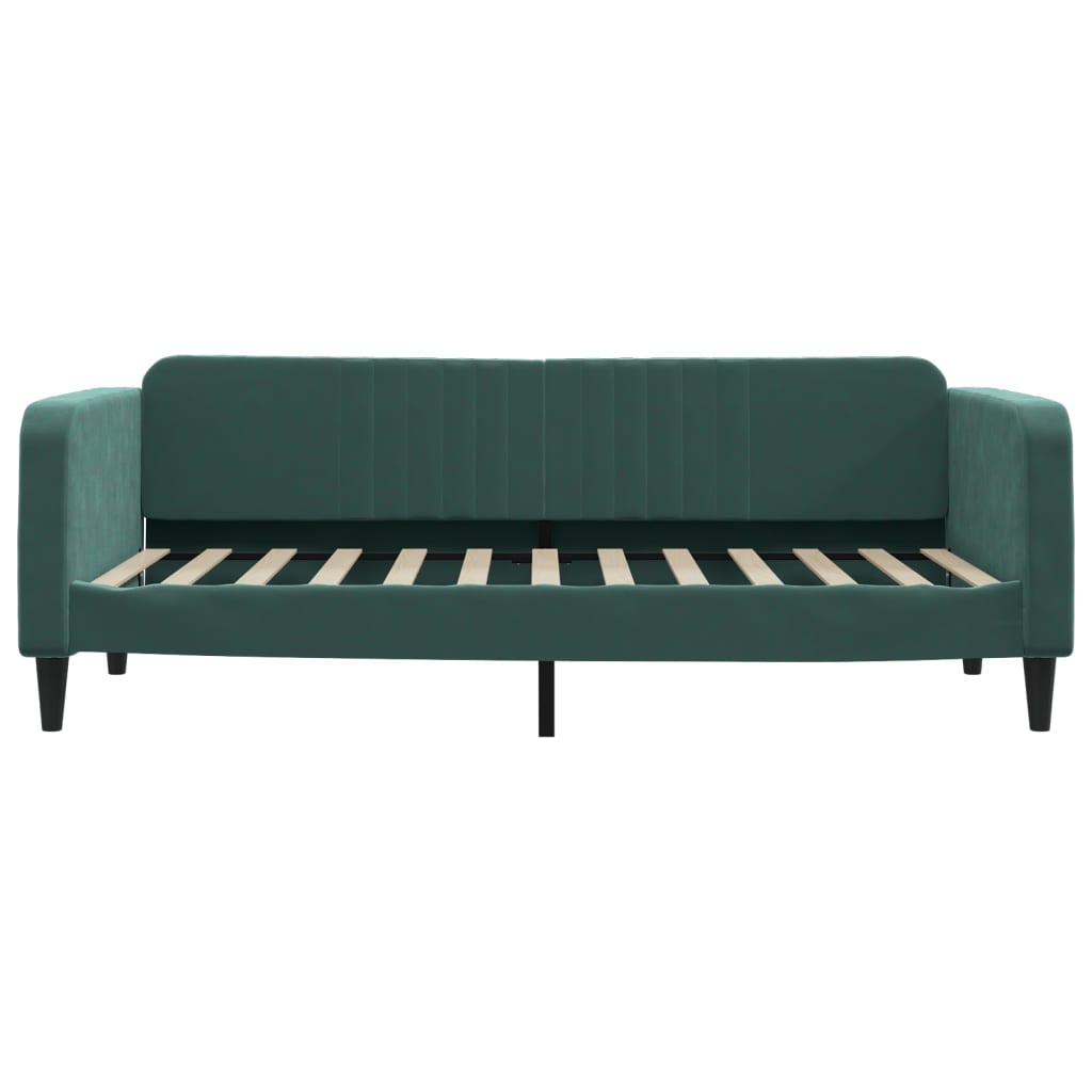 daybed med udtræk 100x200 cm velour mørkegrøn