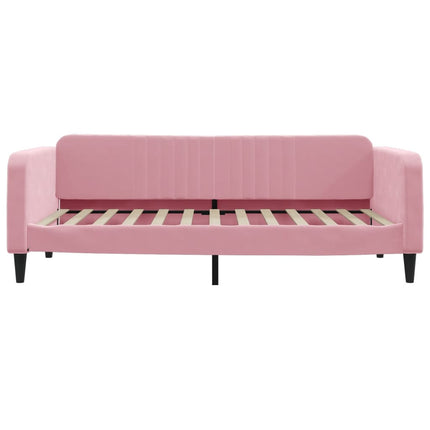 daybed med udtræk 100x200 cm velour lyserød