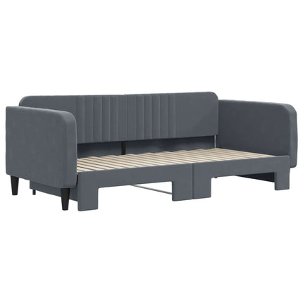 daybed med udtræk 90x190 cm velour mørkegrå
