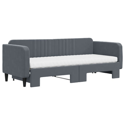 daybed med udtræk og madras 80x200 cm velour mørkegrå