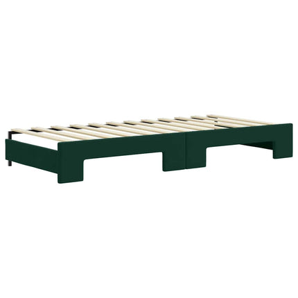 daybed med udtræk og madras 80x200 cm velour mørkegrøn