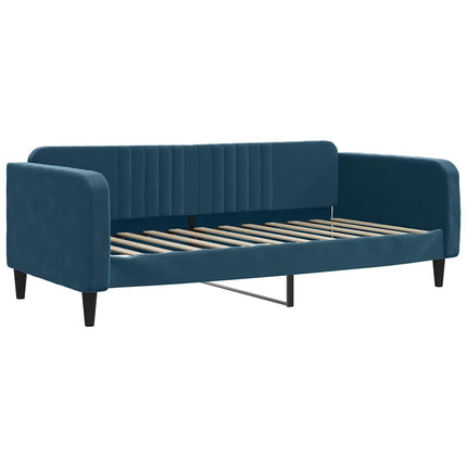 daybed med udtræk og madras 90x200 cm velour blå