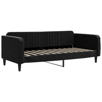 daybed med udtræk og madras 90x200 cm velour sort