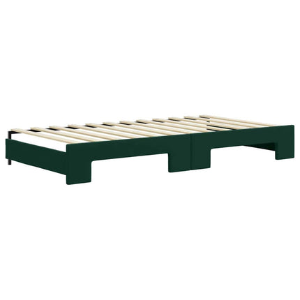 daybed med udtræk og madras 100x200 cm velour mørkegrøn
