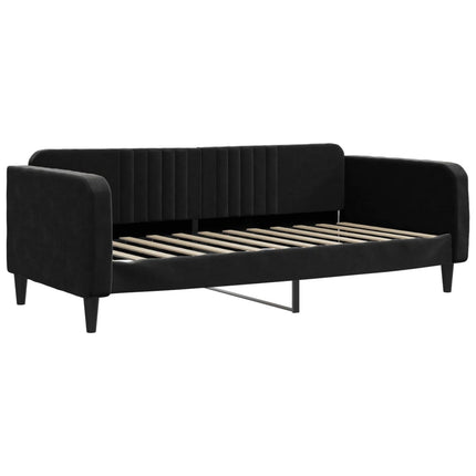 daybed med udtræk og madras 100x200 cm velour sort