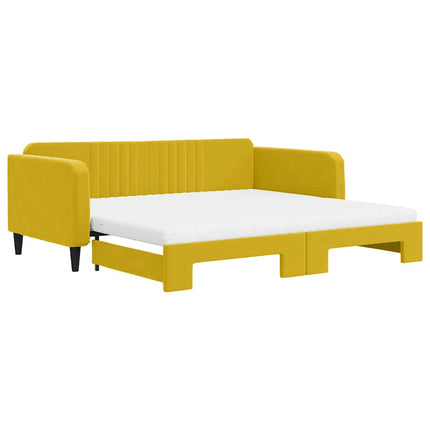 daybed med udtræk og madras 100x200 cm velour gul