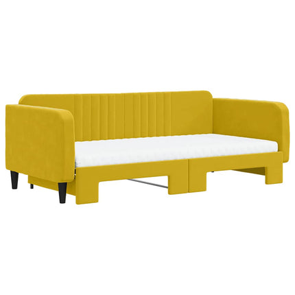 daybed med udtræk og madras 100x200 cm velour gul