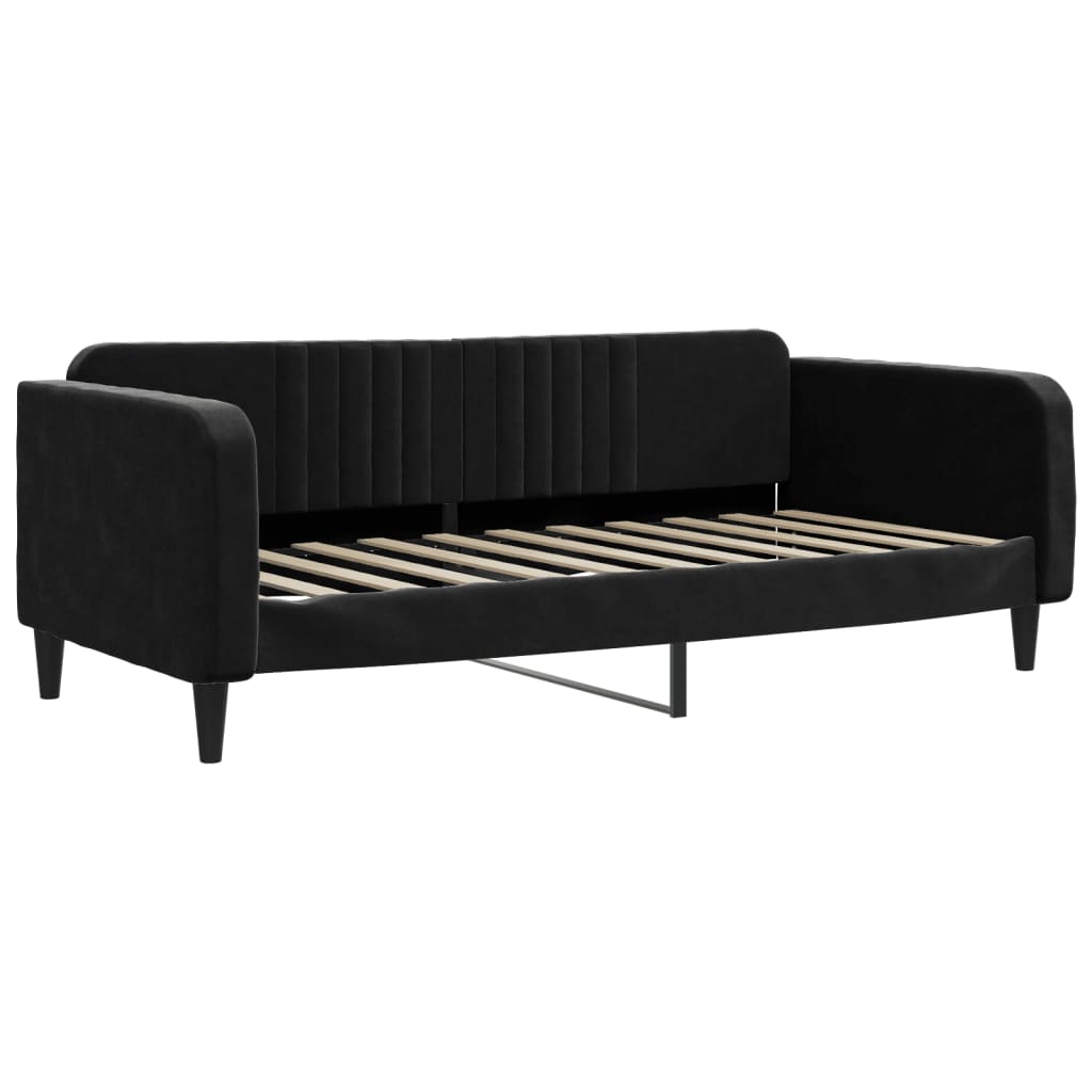 daybed med udtræk og madras 90x190 cm velour sort