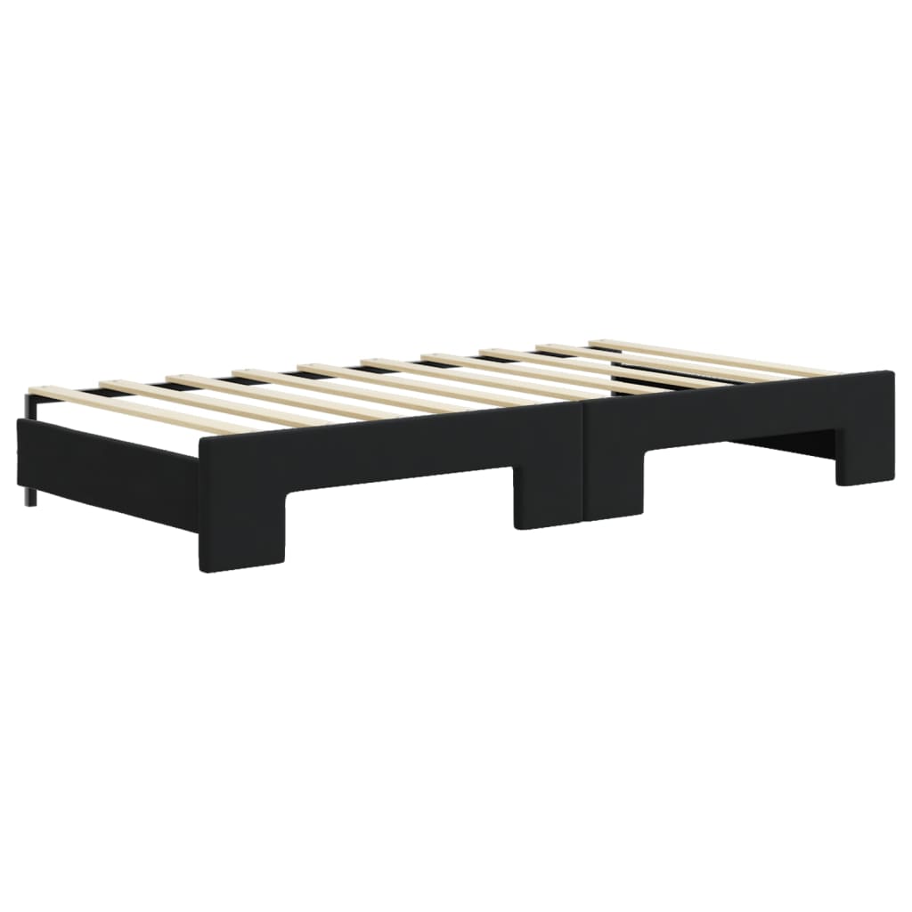 daybed med udtræk og madras 90x190 cm velour sort