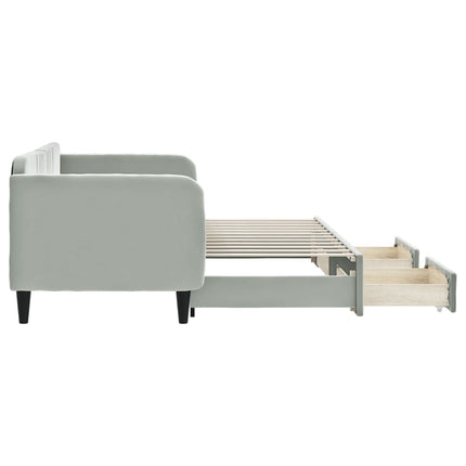 daybed med udtræk og skuffer 80x200 cm velour lysegrå