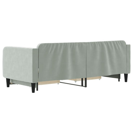 daybed med udtræk og skuffer 80x200 cm velour lysegrå