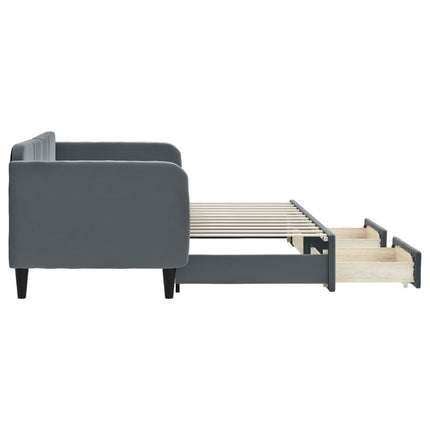daybed med udtræk og skuffer 80x200 cm velour mørkegrå