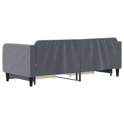 daybed med udtræk og skuffer 80x200 cm velour mørkegrå