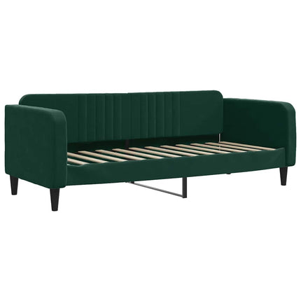 daybed med udtræk og skuffer 80x200 cm velour mørkegrøn