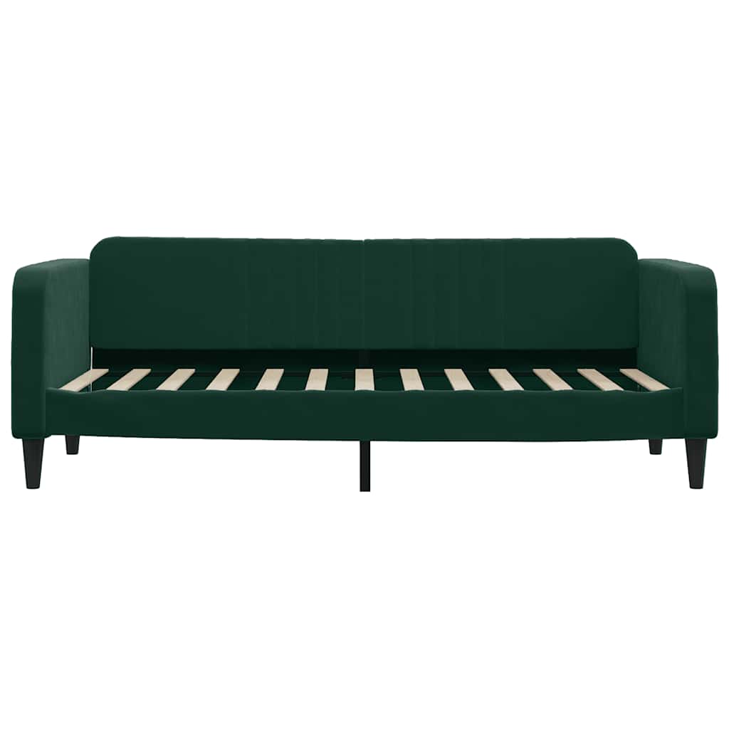 daybed med udtræk og skuffer 80x200 cm velour mørkegrøn