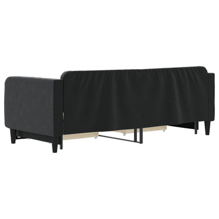 daybed med udtræk og skuffer 80x200 cm velour sort