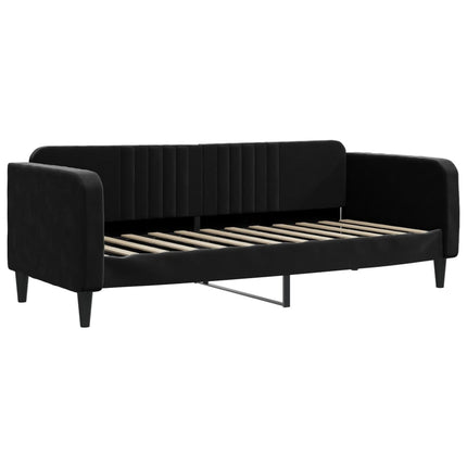daybed med udtræk og skuffer 80x200 cm velour sort