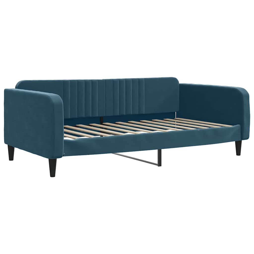 daybed med udtræk og skuffer 100x200 cm velour blå