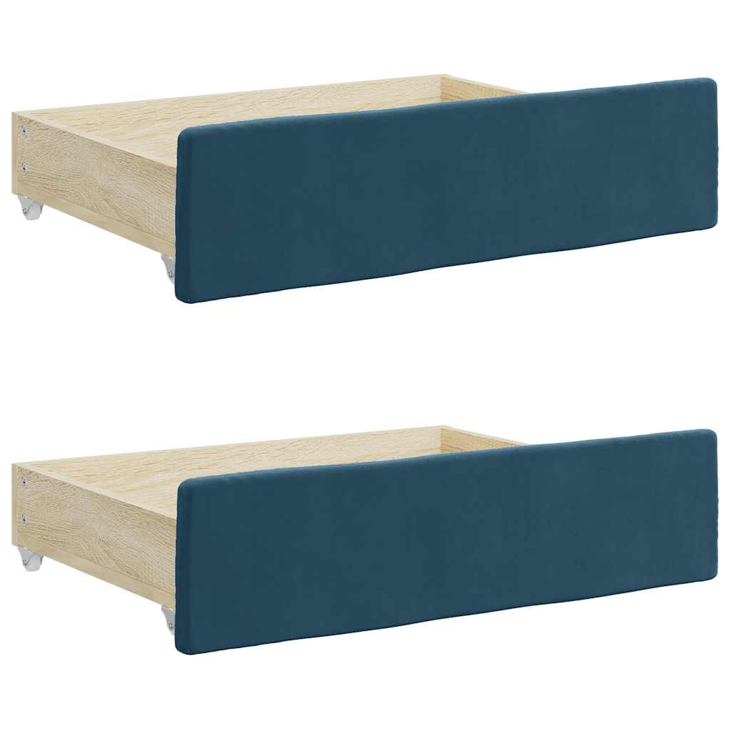 daybed med udtræk og skuffer 100x200 cm velour blå