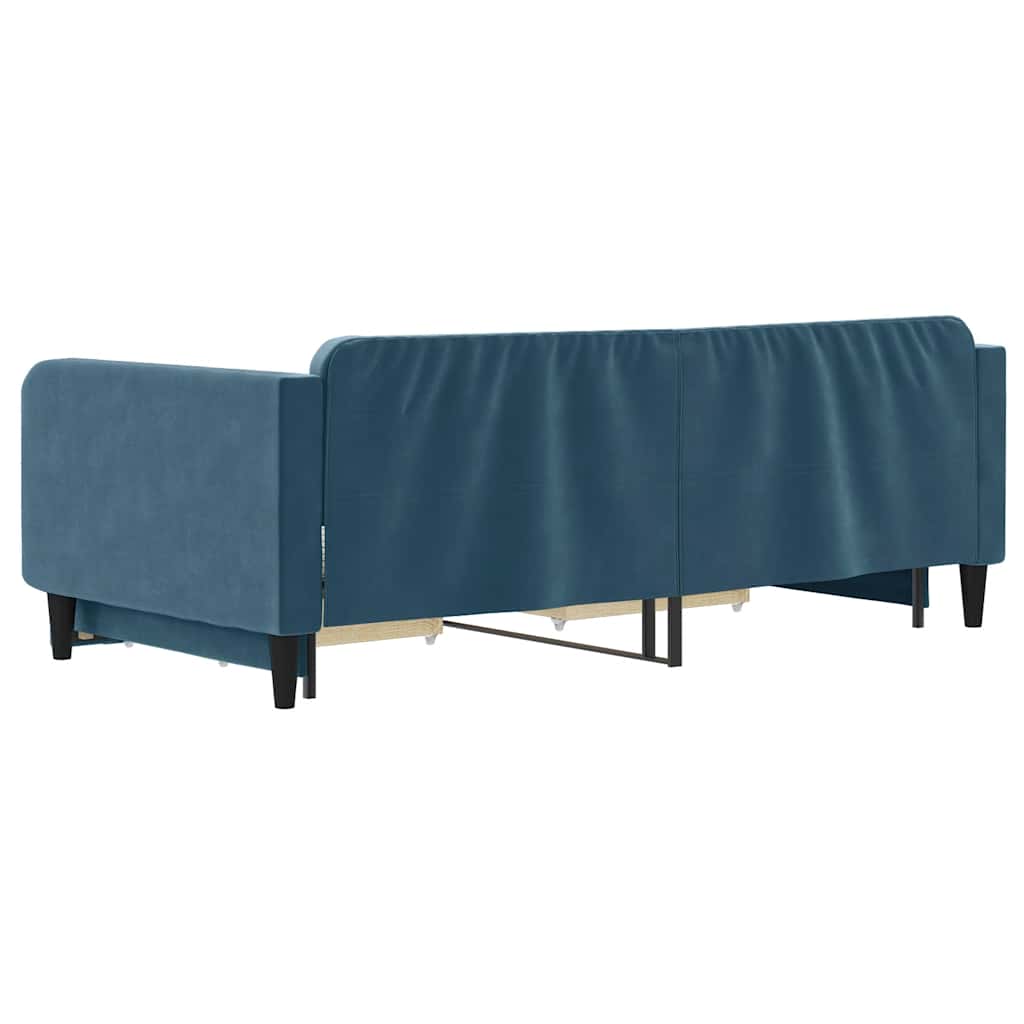 daybed med udtræk og skuffer 100x200 cm velour blå