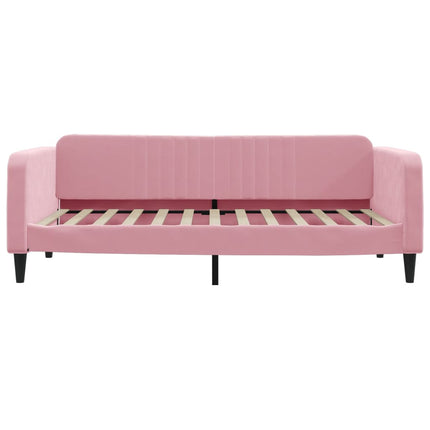 daybed med udtræk og skuffer 100x200 cm velour lyserød