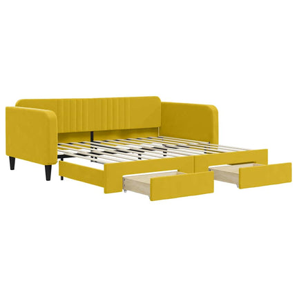 daybed med udtræk og skuffer 100x200 cm velour gul