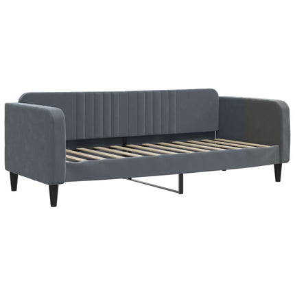 daybed med udtræk og skuffer 90x190 cm velour mørkegrå