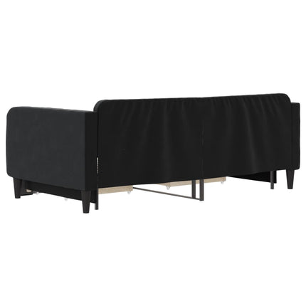 daybed med udtræk og skuffer 90x190 cm velour sort