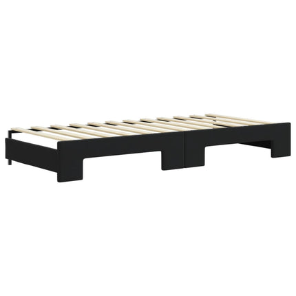 daybed med udtræk og skuffer 80x200 cm velour sort