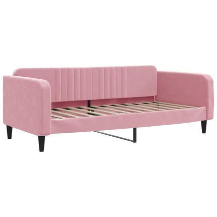 daybed med udtræk og skuffer 90x200 cm velour lyserød