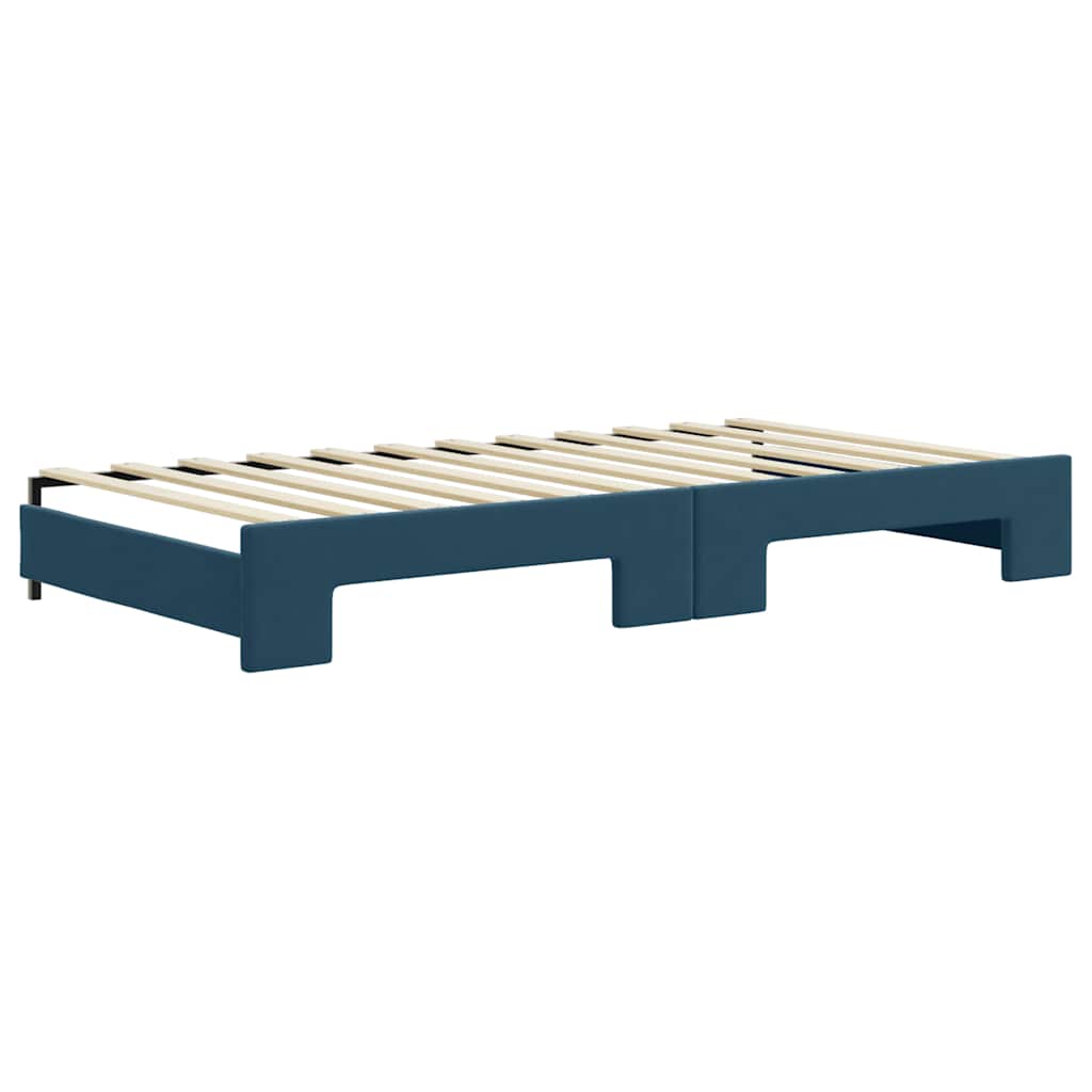 daybed med udtræk og skuffer 100x200 cm velour blå