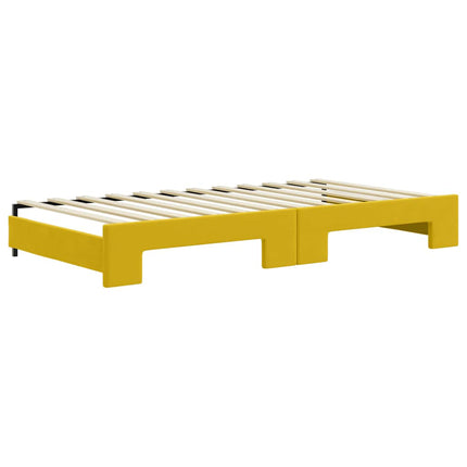 daybed med udtræk og skuffer 100x200 cm velour gul
