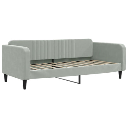 daybed med udtræk og skuffer 90x190 cm velour lysegrå