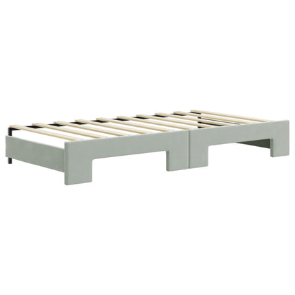 daybed med udtræk og skuffer 90x190 cm velour lysegrå
