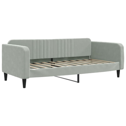 daybed med udtræk og skuffer 100x190 cm velour lysegrå