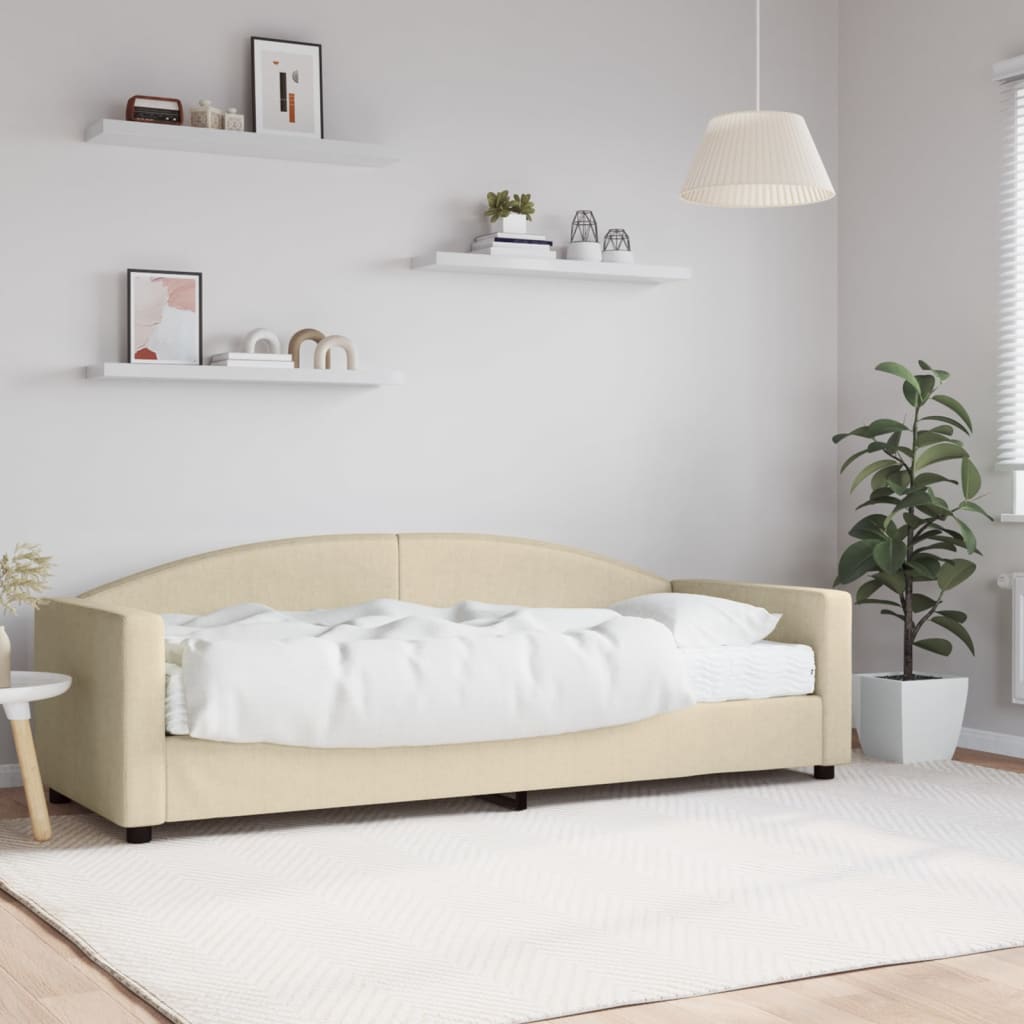 daybed med madras 80x200 cm stof cremefarvet billede