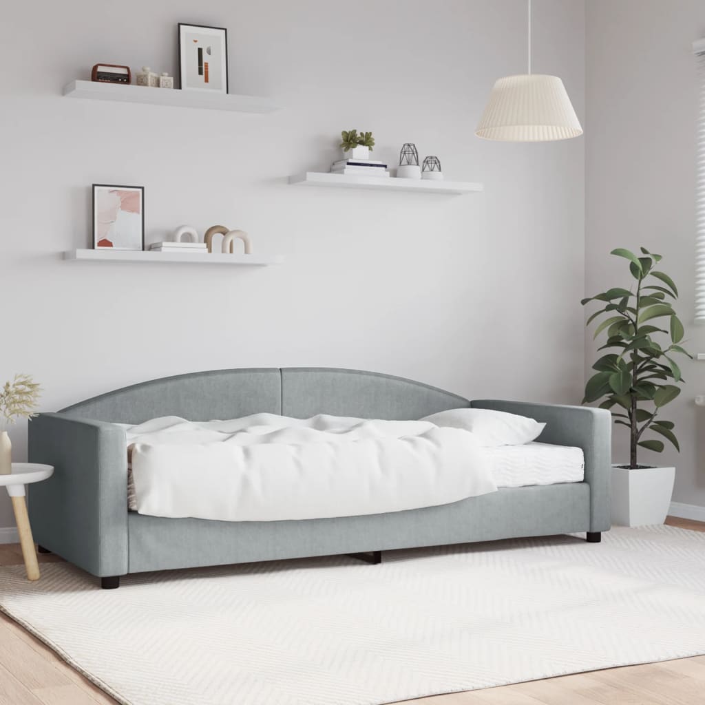 daybed med madras 90x200 cm stof lysegrå billede