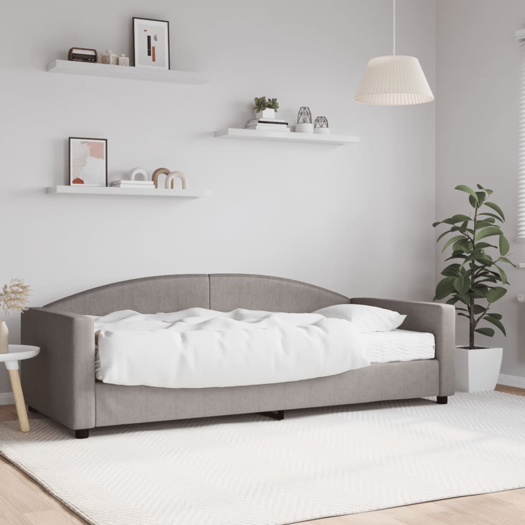 daybed med madras 90x200 cm stof gråbrun