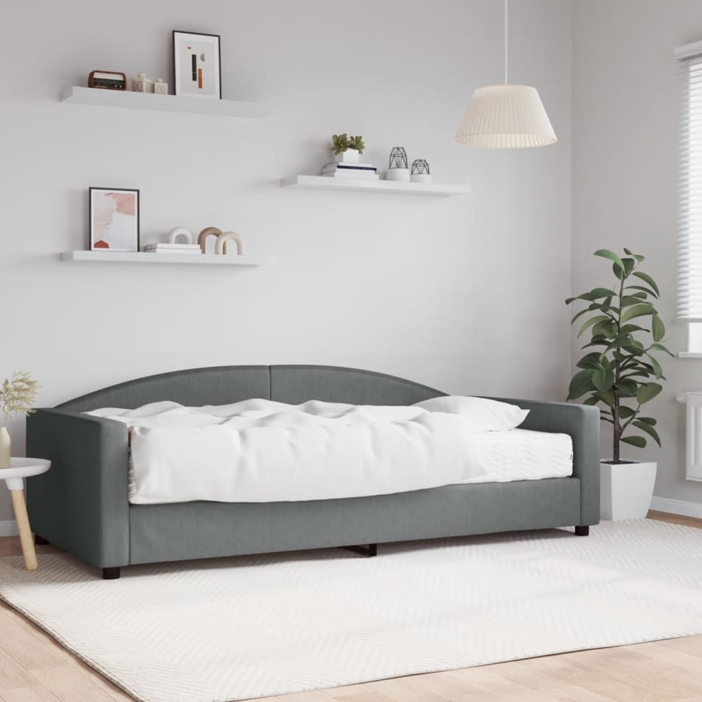 daybed med madras 100x200 cm stof mørkegrå