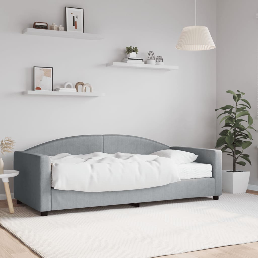 daybed med madras 90x190 cm stof lysegrå billede