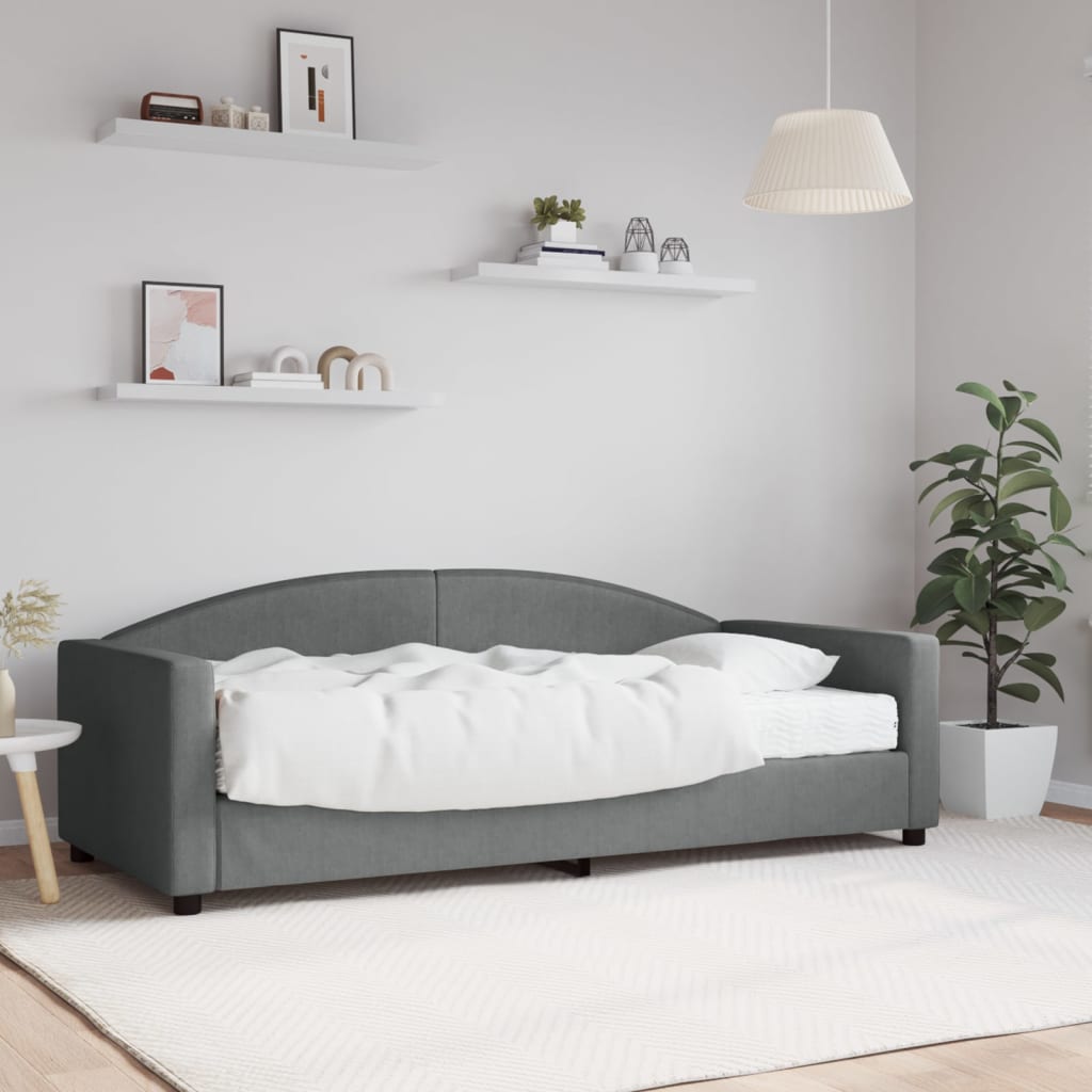 daybed med madras 90x190 cm stof mørkegrå