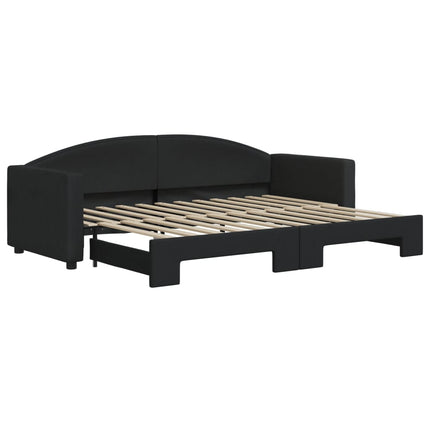 daybed med udtræk 80x200 cm stof sort