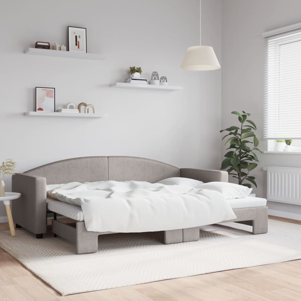 Daybed Stof Gråbrun - med udtræk / 80 x 200 cm