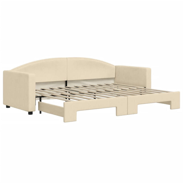 daybed med udtræk 80x200 cm stof cremefarvet