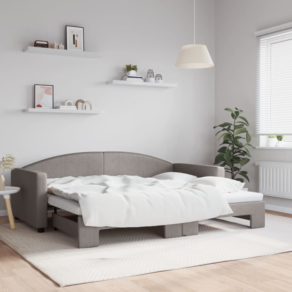 daybed med udtræk 90x200 cm stof gråbrun