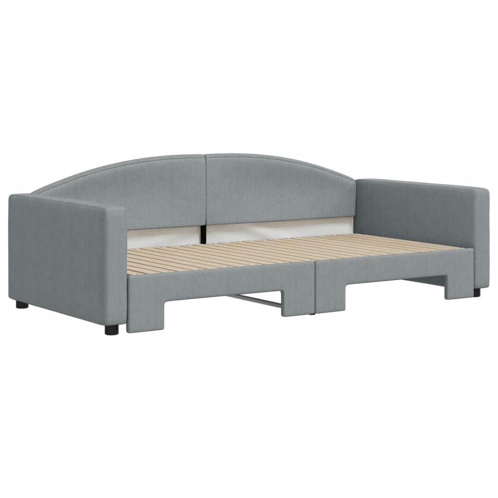 daybed med udtræk 100x200 cm stof lysegrå
