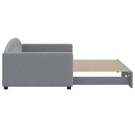 daybed med udtræk 100x200 cm stof lysegrå